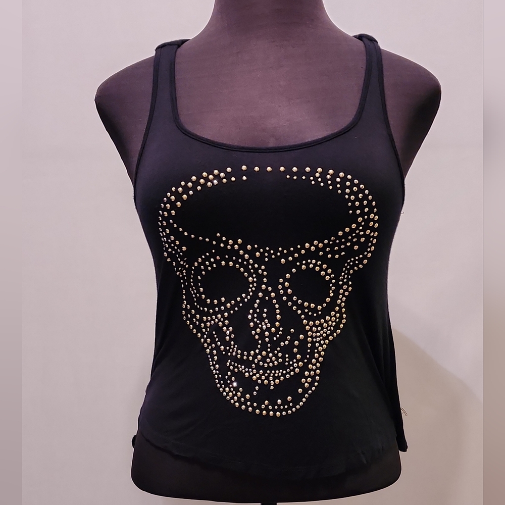 BN (S) skull studded black stretchy tank top w/racer back NEVER WORN!